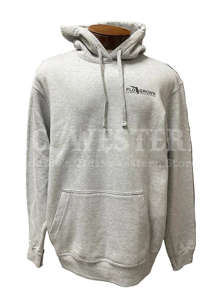 FloGrown FGM5-1007 Mens Woodland Camo Flag Hoodie Grey back view. If you need any assistance with this item or the purchase of this item please call us at five six one seven four eight eight eight zero one Monday through Saturday 10:00a.m EST to 8:00 p.m EST