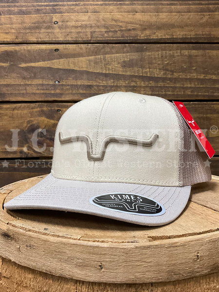 Kimes Ranch WEEKLY TRUCKER NS Mesh Back Cap Natural Sand front view. If you need any assistance with this item or the purchase of this item please call us at five six one seven four eight eight eight zero one Monday through Saturday 10:00a.m EST to 8:00 p.m EST