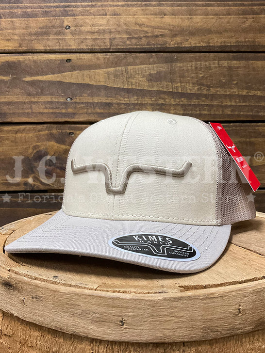 Kimes Ranch WEEKLY TRUCKER NS Mesh Back Cap Natural Sand front view. If you need any assistance with this item or the purchase of this item please call us at five six one seven four eight eight eight zero one Monday through Saturday 10:00a.m EST to 8:00 p.m EST