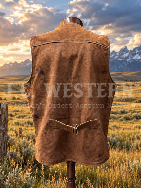 Wyoming Traders BC Mens Buffalo Leather Vest Cedar back view. If you need any assistance with this item or the purchase of this item please call us at five six one seven four eight eight eight zero one Monday through Saturday 10:00a.m EST to 8:00 p.m EST