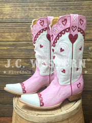 Old Gringo L4205-1 Womens XOXO Leather Boot Pink side view of pair. If you need any assistance with this item or the purchase of this item please call us at five six one seven four eight eight eight zero one Monday through Saturday 10:00a.m EST to 8:00 p.m EST

