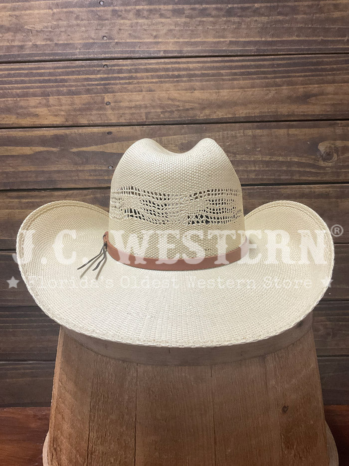 Stetson SSMLCK-514005 Mule Creek Stallion Collection Straw Hat Wheat side / front view. If you need any assistance with this item or the purchase of this item please call us at five six one seven four eight eight eight zero one Monday through Saturday 10:00a.m EST to 8:00 p.m EST