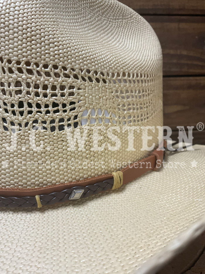 Stetson SSMLCK-514005 Mule Creek Stallion Collection Straw Hat Wheat side / front view. If you need any assistance with this item or the purchase of this item please call us at five six one seven four eight eight eight zero one Monday through Saturday 10:00a.m EST to 8:00 p.m EST