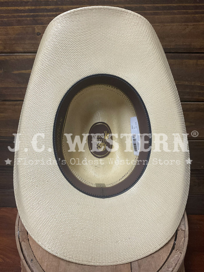 Stetson SSMLCK-514005 Mule Creek Stallion Collection Straw Hat Wheat side / front view. If you need any assistance with this item or the purchase of this item please call us at five six one seven four eight eight eight zero one Monday through Saturday 10:00a.m EST to 8:00 p.m EST