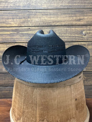 Justin JUS12656 20X Straw Cowboy Hat Black back view. If you need any assistance with this item or the purchase of this item please call us at five six one seven four eight eight eight zero one Monday through Saturday 10:00a.m EST to 8:00 p.m EST