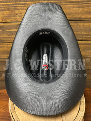 Justin JUS12656 20X Straw Cowboy Hat Black inside view. If you need any assistance with this item or the purchase of this item please call us at five six one seven four eight eight eight zero one Monday through Saturday 10:00a.m EST to 8:00 p.m EST