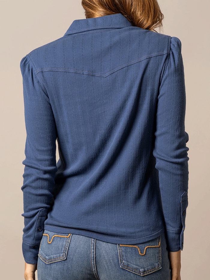 Kimes Ranch ISABEL Womens Pointelle Shirt Dark Blue