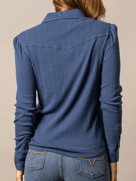 Kimes Ranch ISABEL Womens Pointelle Shirt Dark Blue