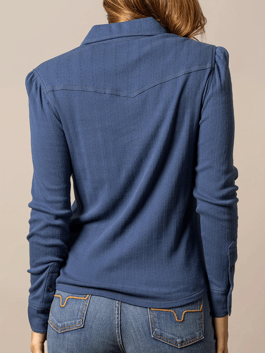 Kimes Ranch ISABEL Womens Pointelle Shirt Dark Blue