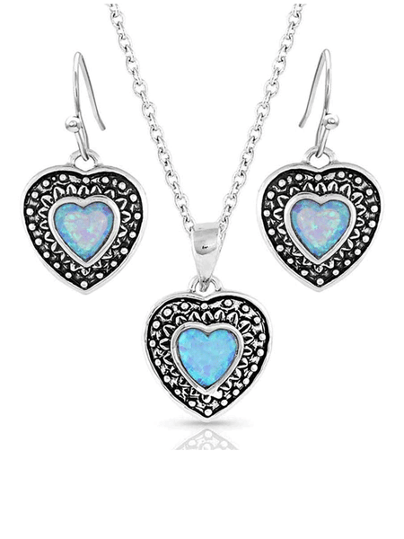 Montana Silversmiths JS5167 Womens Depths Of My Heart Jewelry Set Silver front view. If you need any assistance with this item or the purchase of this item please call us at five six one seven four eight eight eight zero one Monday through Saturday 10:00a.m EST to 8:00 p.m EST