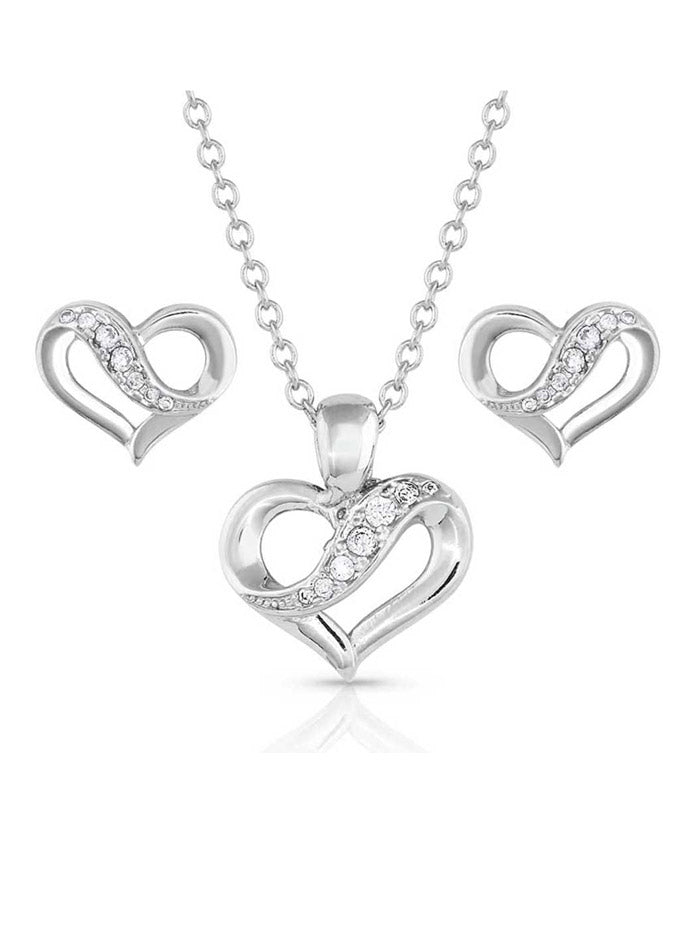 Montana Silversmiths JS5245 Womens Ribbon 'Round My Heart Jewelry Set Silver front view. If you need any assistance with this item or the purchase of this item please call us at five six one seven four eight eight eight zero one Monday through Saturday 10:00a.m EST to 8:00 p.m EST
