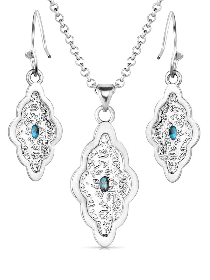 Montana Silversmiths JS6102 Womens Montana Skies Turquoise Jewelry Set Silver front view. If you need any assistance with this item or the purchase of this item please call us at five six one seven four eight eight eight zero one Monday through Saturday 10:00a.m EST to 8:00 p.m EST