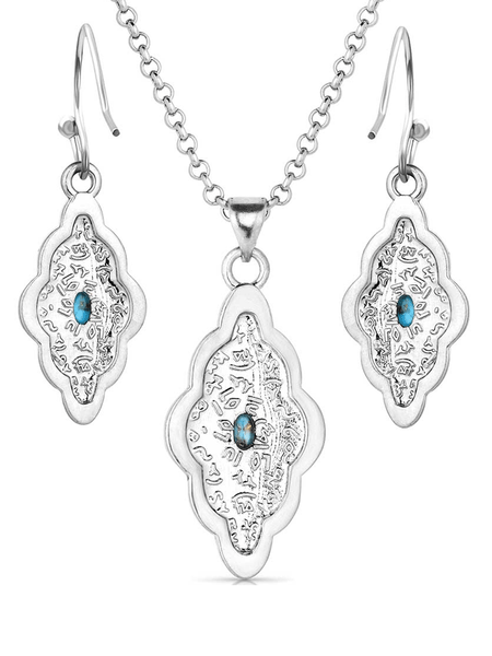 Montana Silversmiths JS6102 Womens Montana Skies Turquoise Jewelry Set Silver back view. If you need any assistance with this item or the purchase of this item please call us at five six one seven four eight eight eight zero one Monday through Saturday 10:00a.m EST to 8:00 p.m EST