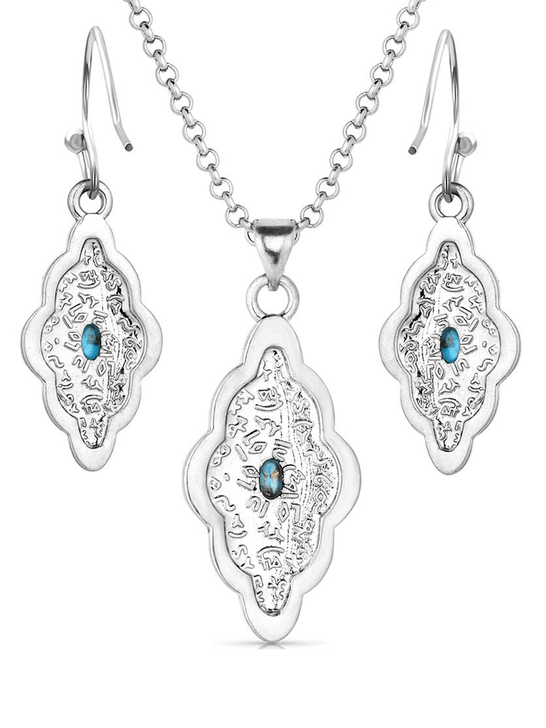 Montana Silversmiths JS6102 Womens Montana Skies Turquoise Jewelry Set Silver back view. If you need any assistance with this item or the purchase of this item please call us at five six one seven four eight eight eight zero one Monday through Saturday 10:00a.m EST to 8:00 p.m EST
