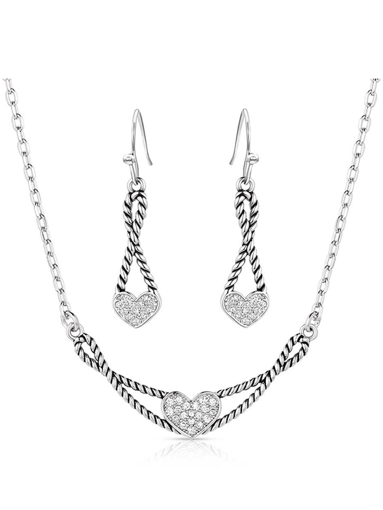 Montana Silversmiths JS6122 Womens Infinite Embrace Jewelry Set Silver front view. If you need any assistance with this item or the purchase of this item please call us at five six one seven four eight eight eight zero one Monday through Saturday 10:00a.m EST to 8:00 p.m EST