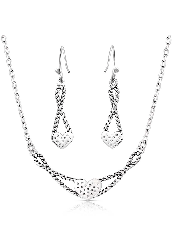Montana Silversmiths JS6122 Womens Infinite Embrace Jewelry Set Silver front view. If you need any assistance with this item or the purchase of this item please call us at five six one seven four eight eight eight zero one Monday through Saturday 10:00a.m EST to 8:00 p.m EST