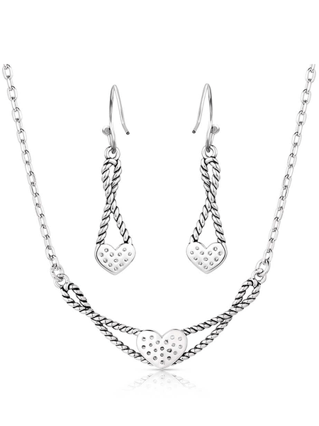 Montana Silversmiths JS6122 Womens Infinite Embrace Jewelry Set Silver back view. If you need any assistance with this item or the purchase of this item please call us at five six one seven four eight eight eight zero one Monday through Saturday 10:00a.m EST to 8:00 p.m EST