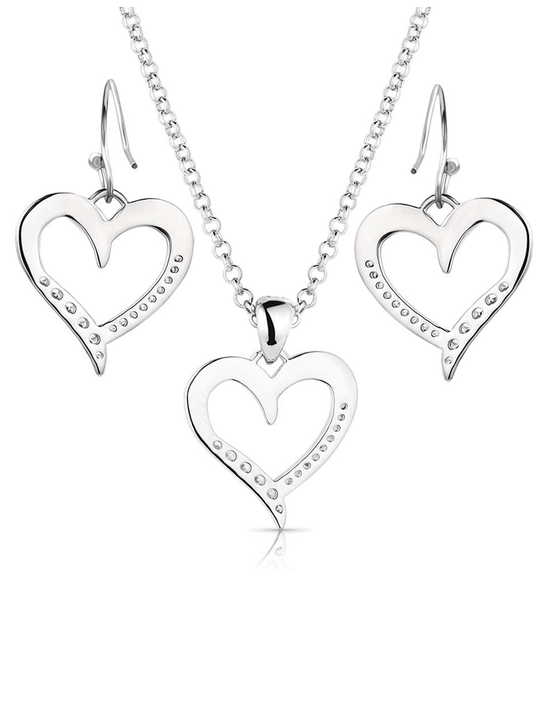 Montana Silversmiths JS6123 Womens Divine Affection Jewelry Set Silver back view. If you need any assistance with this item or the purchase of this item please call us at five six one seven four eight eight eight zero one Monday through Saturday 10:00a.m EST to 8:00 p.m EST