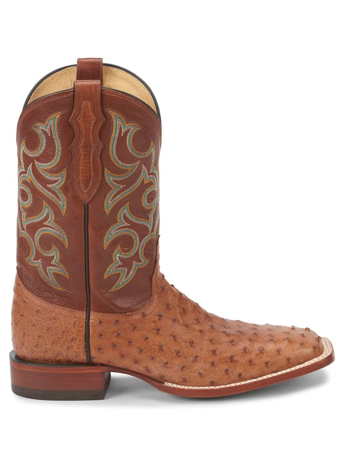 Justin 8516 Mens Truman Full Quill Ostrich Boot Cognac side / front view pair. If you need any assistance with this item or the purchase of this item please call us at five six one seven four eight eight eight zero one Monday through Saturday 10:00a.m EST to 8:00 p.m EST