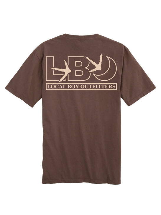 Local Boy Outfitters L1000702-ESO Mens LBO Track Short Sleeve Tee Espresso back view. If you need any assistance with this item or the purchase of this item please call us at five six one seven four eight eight eight zero one Monday through Saturday 10:00a.m EST to 8:00 p.m EST