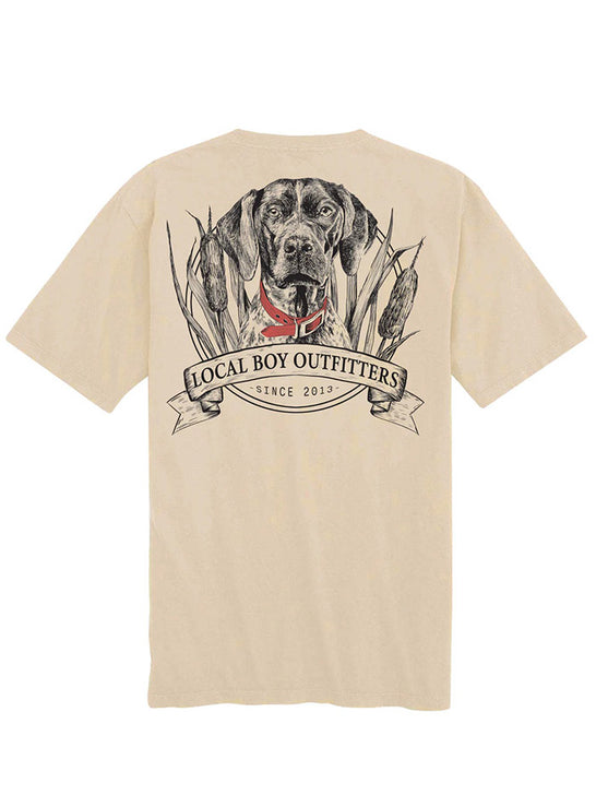 Local Boy Outfitters L1000719-LAT Mens Classic GSP T-Shirt Latte Tan back view. If you need any assistance with this item or the purchase of this item please call us at five six one seven four eight eight eight zero one Monday through Saturday 10:00a.m EST to 8:00 p.m EST