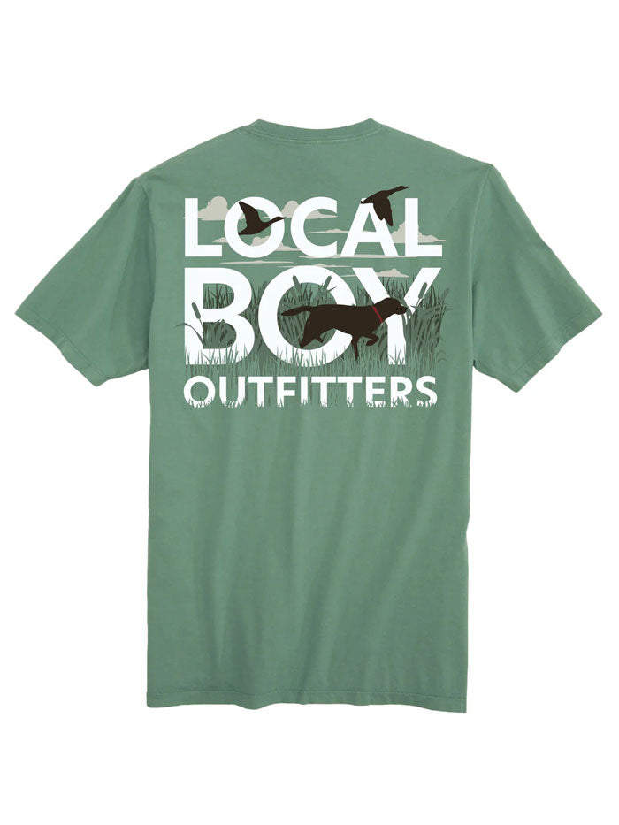 Local Boy Outfitters L1000727-LTG Mens Text and Tail T-Shirt Light Green back view. If you need any assistance with this item or the purchase of this item please call us at five six one seven four eight eight eight zero one Monday through Saturday 10:00a.m EST to 8:00 p.m EST