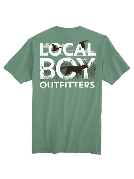 Local Boy Outfitters L1000727-LTG Mens Text and Tail T-Shirt Light Green back view. If you need any assistance with this item or the purchase of this item please call us at five six one seven four eight eight eight zero one Monday through Saturday 10:00a.m EST to 8:00 p.m EST