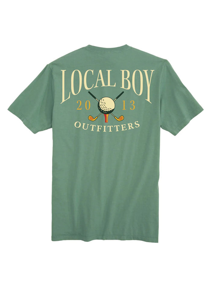 Local Boy Outfitters L1000753-LTG Mens Golf Society T-Shirt Light Green back view. If you need any assistance with this item or the purchase of this item please call us at five six one seven four eight eight eight zero one Monday through Saturday 10:00a.m EST to 8:00 p.m EST