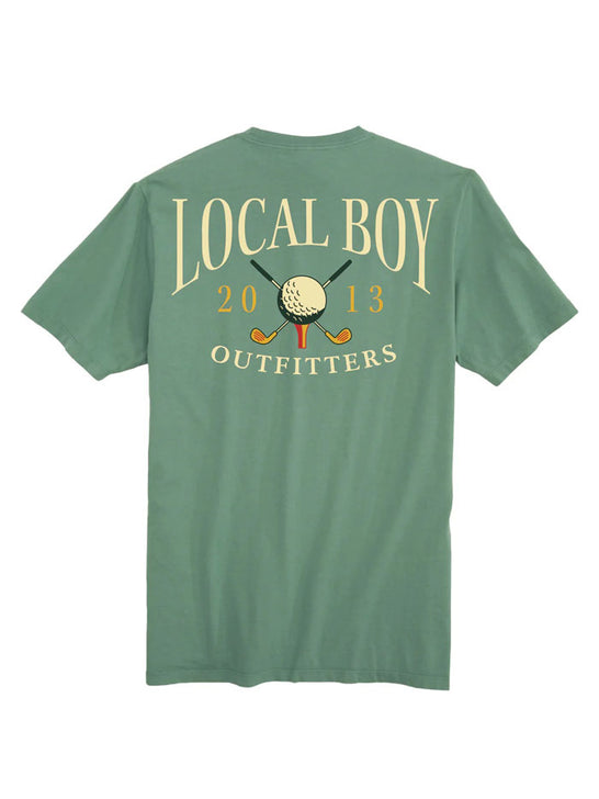 Local Boy Outfitters L1000753-LTG Mens Golf Society T-Shirt Light Green back view. If you need any assistance with this item or the purchase of this item please call us at five six one seven four eight eight eight zero one Monday through Saturday 10:00a.m EST to 8:00 p.m EST