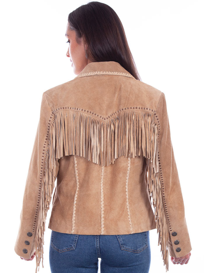 Scully L1080-126 Womens Suede Fringe Jacket Old Rust Tan front view. If you need any assistance with this item or the purchase of this item please call us at five six one seven four eight eight eight zero one Monday through Saturday 10:00a.m EST to 8:00 p.m EST
