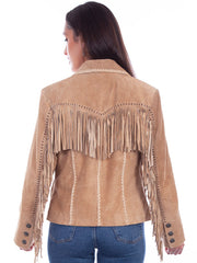 Scully L1080-126 Womens Suede Fringe Jacket Old Rust Tan back view. If you need any assistance with this item or the purchase of this item please call us at five six one seven four eight eight eight zero one Monday through Saturday 10:00a.m EST to 8:00 p.m EST