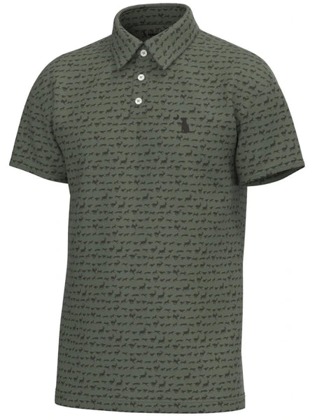 Local Boy Outfitters L1200069-TCH Mens Dirty Myrtle Polo The Chase front view. If you need any assistance with this item or the purchase of this item please call us at five six one seven four eight eight eight zero one Monday through Saturday 10:00a.m EST to 8:00 p.m EST