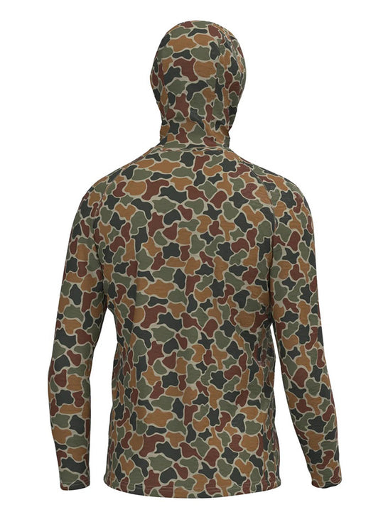 Local Boy Outfitters L1400084-FCA Mens Heather Blend Hoddie Forest Camo Autumn back view. If you need any assistance with this item or the purchase of this item please call us at five six one seven four eight eight eight zero one Monday through Saturday 10:00a.m EST to 8:00 p.m EST