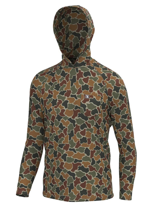 Local Boy Outfitters L1400084-FCA Mens Heather Blend Hoddie Forest Camo Autumn front view. If you need any assistance with this item or the purchase of this item please call us at five six one seven four eight eight eight zero one Monday through Saturday 10:00a.m EST to 8:00 p.m EST