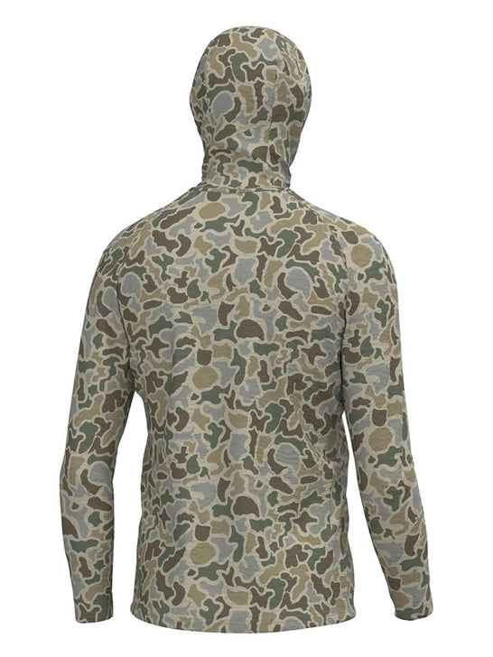 Local Boy Outfitters L1400084-LFS Mens Heather Blend Hoddie Localflage Sand back view. If you need any assistance with this item or the purchase of this item please call us at five six one seven four eight eight eight zero one Monday through Saturday 10:00a.m EST to 8:00 p.m EST