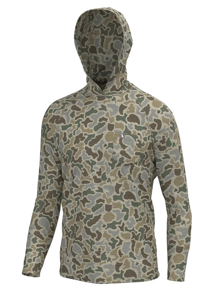 Local Boy Outfitters L1400084-LFS Mens Heather Blend Hoddie Localflage Sand front view. If you need any assistance with this item or the purchase of this item please call us at five six one seven four eight eight eight zero one Monday through Saturday 10:00a.m EST to 8:00 p.m EST