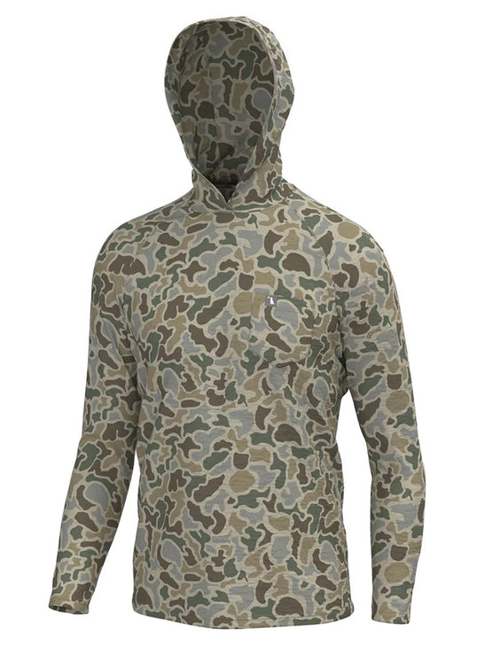 Local Boy Outfitters L1400084-LFS Mens Heather Blend Hoddie Localflage Sand front view. If you need any assistance with this item or the purchase of this item please call us at five six one seven four eight eight eight zero one Monday through Saturday 10:00a.m EST to 8:00 p.m EST
