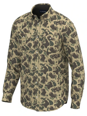 Local Boy Outfitters L1500032-RTC Mens Camo Button Up Retro Camo front view. If you need any assistance with this item or the purchase of this item please call us at five six one seven four eight eight eight zero one Monday through Saturday 10:00a.m EST to 8:00 p.m EST