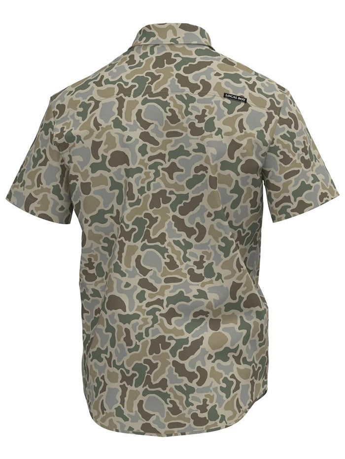 Local Boy Outfitters L1500050-LFS Lowcountry Button Down Shirt Localflage Sand front view. If you need any assistance with this item or the purchase of this item please call us at five six one seven four eight eight eight zero one Monday through Saturday 10:00a.m EST to 8:00 p.m EST