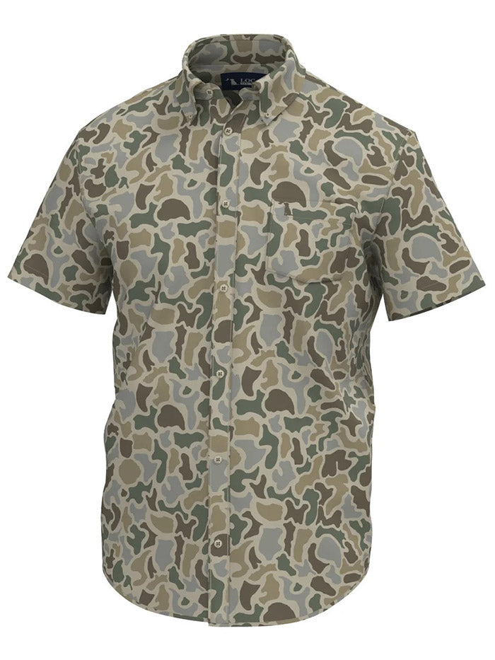 Local Boy Outfitters L1500050-LFS Lowcountry Button Down Shirt Localflage Sand front view. If you need any assistance with this item or the purchase of this item please call us at five six one seven four eight eight eight zero one Monday through Saturday 10:00a.m EST to 8:00 p.m EST