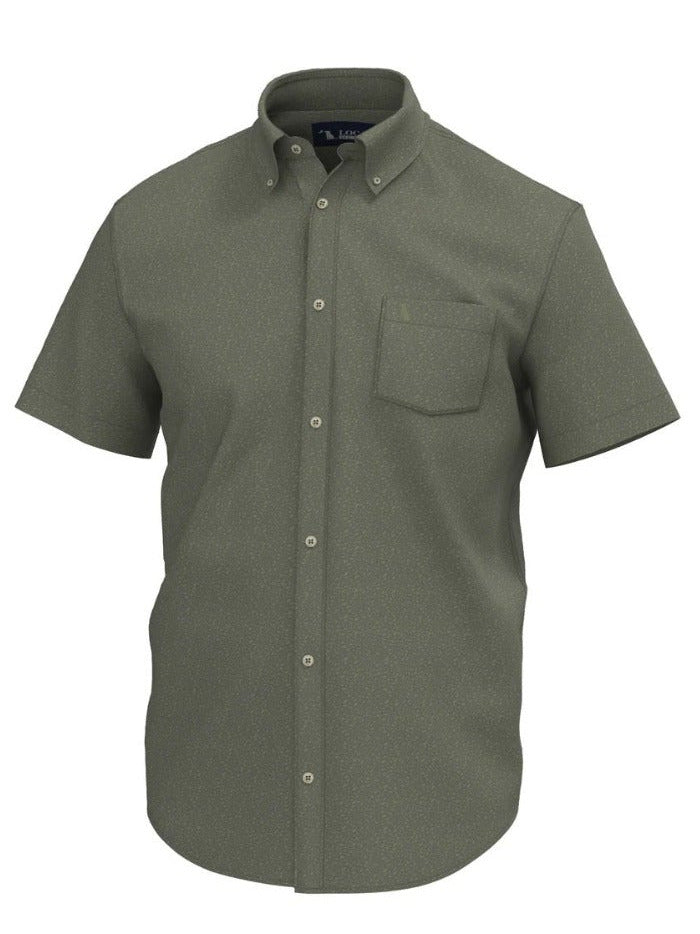 Local Boy Outfitters L1500050-OSH Lowcountry Button Down Shirt Olive Shoal front view. If you need any assistance with this item or the purchase of this item please call us at five six one seven four eight eight eight zero one Monday through Saturday 10:00a.m EST to 8:00 p.m EST