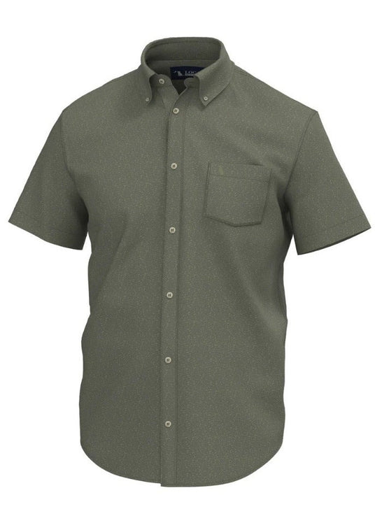 Local Boy Outfitters L1500050-OSH Lowcountry Button Down Shirt Olive Shoal front view. If you need any assistance with this item or the purchase of this item please call us at five six one seven four eight eight eight zero one Monday through Saturday 10:00a.m EST to 8:00 p.m EST