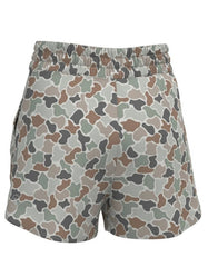 Local Girl Outfitters L5160000-FCF Womens LG High-Waisted Volley Shorts Forest Camo Flora back view. If you need any assistance with this item or the purchase of this item please call us at five six one seven four eight eight eight zero one Monday through Saturday 10:00a.m EST to 8:00 p.m EST