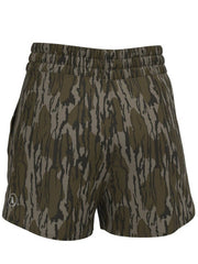 Local Girl Outfitters L5160000-OBLD Womens LG High-Waisted Volley Shorts Mossy Oak Bottomland back view. If you need any assistance with this item or the purchase of this item please call us at five six one seven four eight eight eight zero one Monday through Saturday 10:00a.m EST to 8:00 p.m EST