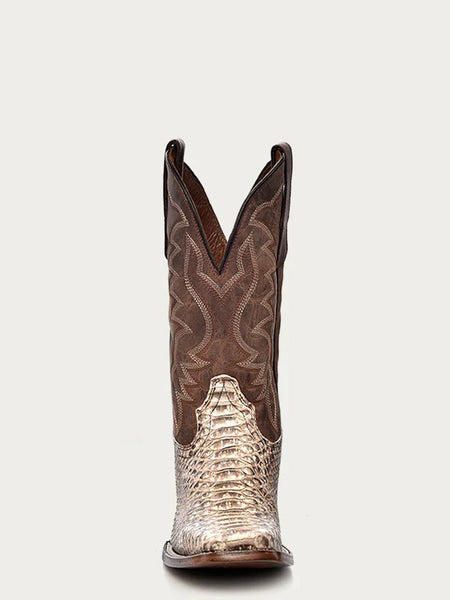 Circle G L5740 Mens Embroidery Square Toe Python Boot Natural front view. If you need any assistance with this item or the purchase of this item please call us at five six one seven four eight eight eight zero one Monday through Saturday 10:00a.m EST to 8:00 p.m EST
