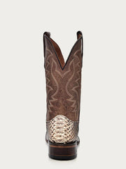Circle G L5740 Mens Embroidery Square Toe Python Boot Natural back view. If you need any assistance with this item or the purchase of this item please call us at five six one seven four eight eight eight zero one Monday through Saturday 10:00a.m EST to 8:00 p.m EST