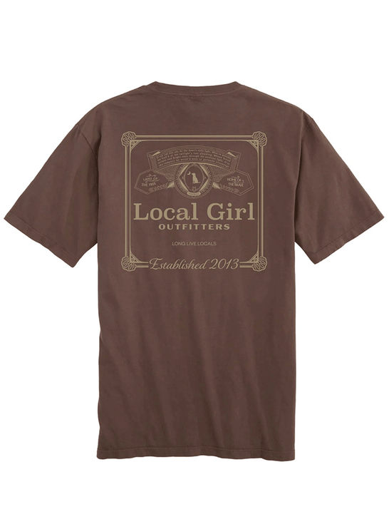 Local Girl Outfitters L5100056-ESO Womens Bud Border Short Sleeve Tee Espresso back view. If you need any assistance with this item or the purchase of this item please call us at five six one seven four eight eight eight zero one Monday through Saturday 10:00a.m EST to 8:00 p.m EST
