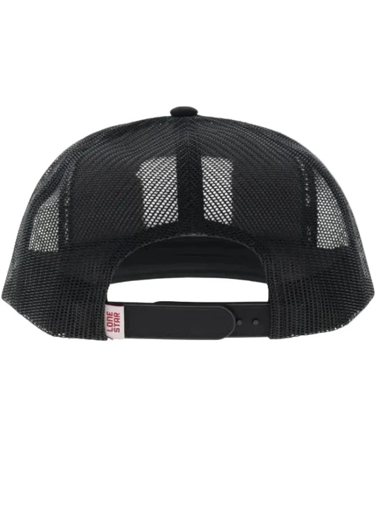 Hooey LS032T-BK LONE STAR Trucker Hat Black back view. If you need any assistance with this item or the purchase of this item please call us at five six one seven four eight eight eight zero one Monday through Saturday 10:00a.m EST to 8:00 p.m EST