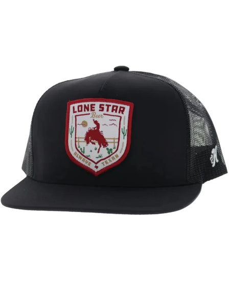 Hooey LS032T-BK LONE STAR Trucker Hat Black front view. If you need any assistance with this item or the purchase of this item please call us at five six one seven four eight eight eight zero one Monday through Saturday 10:00a.m EST to 8:00 p.m EST