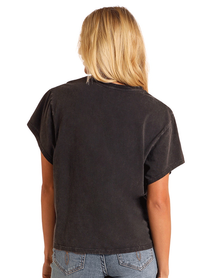 Panhandle LW21T05828 Womens Boxy Graphic Tee Black front view. If you need any assistance with this item or the purchase of this item please call us at five six one seven four eight eight eight zero one Monday through Saturday 10:00a.m EST to 8:00 p.m EST